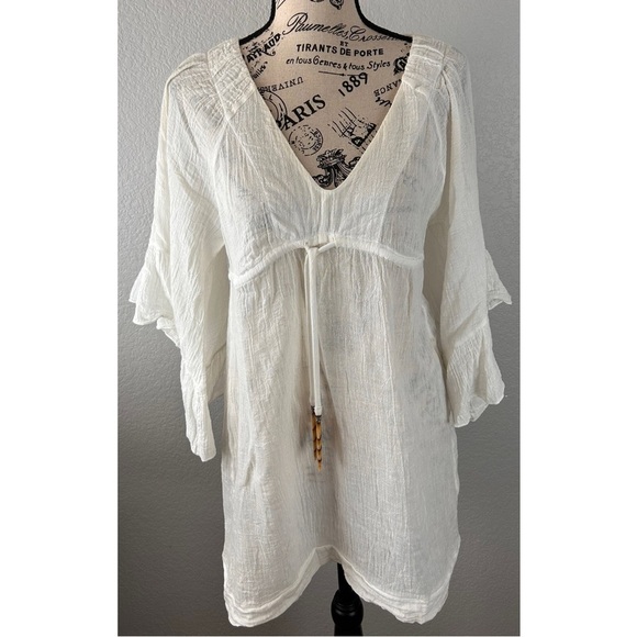 Eberjey 100% Cotyon White Tunic Blouse, size Small - Picture 2 of 9